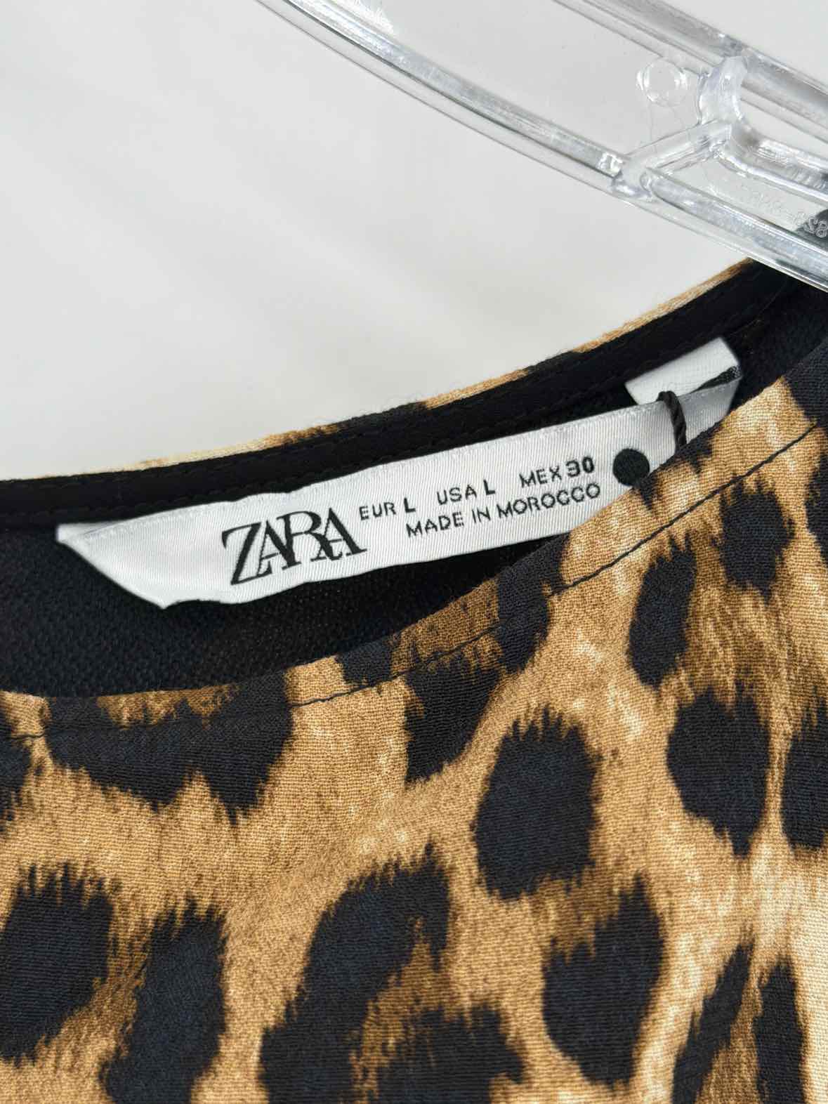 Pre-Owned Zara Brown Size Large Leopard Short Sleeveless Dress | True Fashionistas.