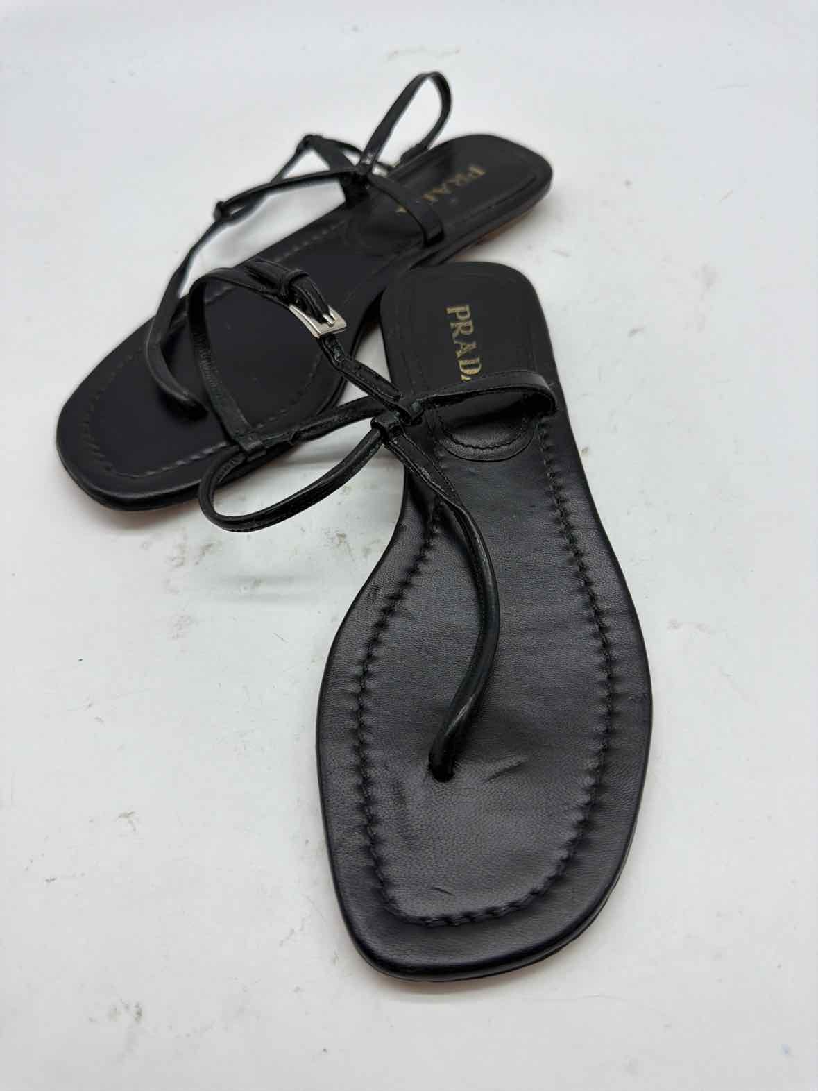 Pre-Owned Prada Black Size 7 Thong Sandals | True Fashionistas.