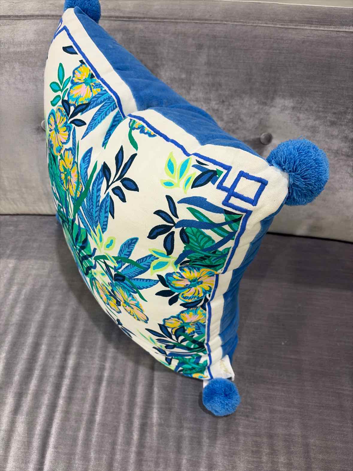 Lilly Pulitzer Blue & Green Floral Pillow | True Fashionistas.