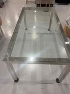 Atfaro Silver Metal Glass Top Dining Room Table | True Fashionistas.