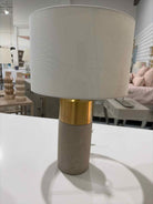 Safavieh Oliver Gray & Brass Cement Accent Lamp | True Fashionistas.