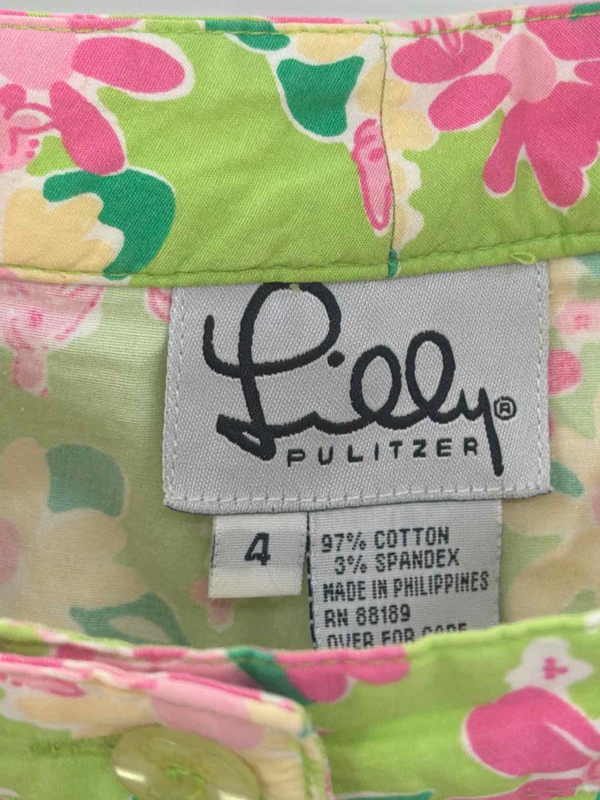 Pre-Owned Lilly Pulitzer Green Size 4 Vintage Printed Pants | True Fashionistas.