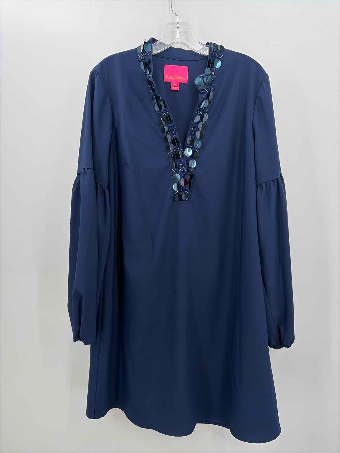 Pre-Owned Lilly Pulitzer Navy Size 12 Embellished Knee Length Long Sleeve Dress | True Fashionistas.
