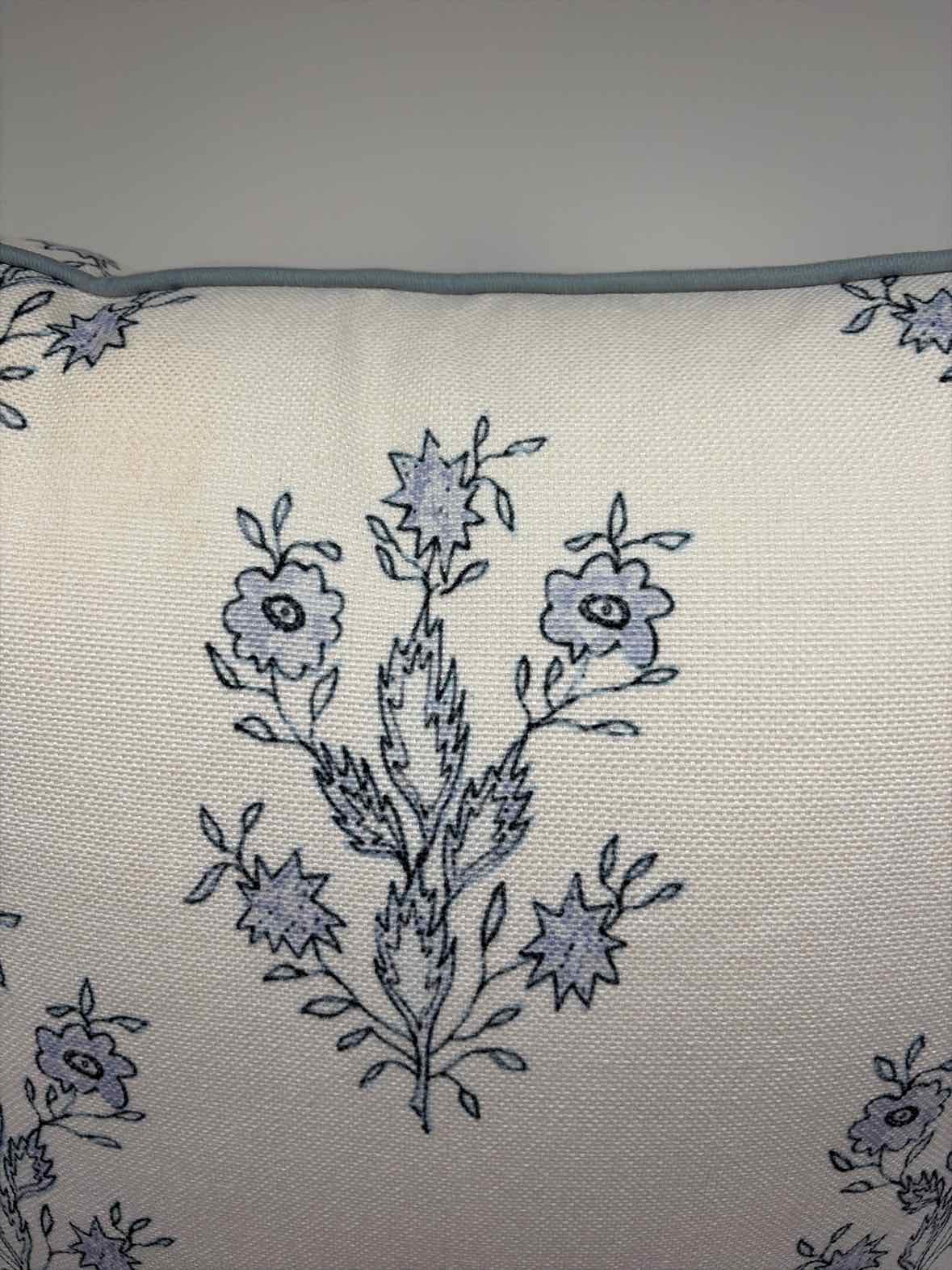 White & Blue Floral Pillow | True Fashionistas.