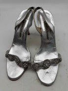 Pre-Owned Manolo Blahnik Silver Size 6.5 Strappy Heels | True Fashionistas.