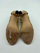 Pre-Owned Manolo Blahnik Gold Size 37 Peep Toe Heels | True Fashionistas.