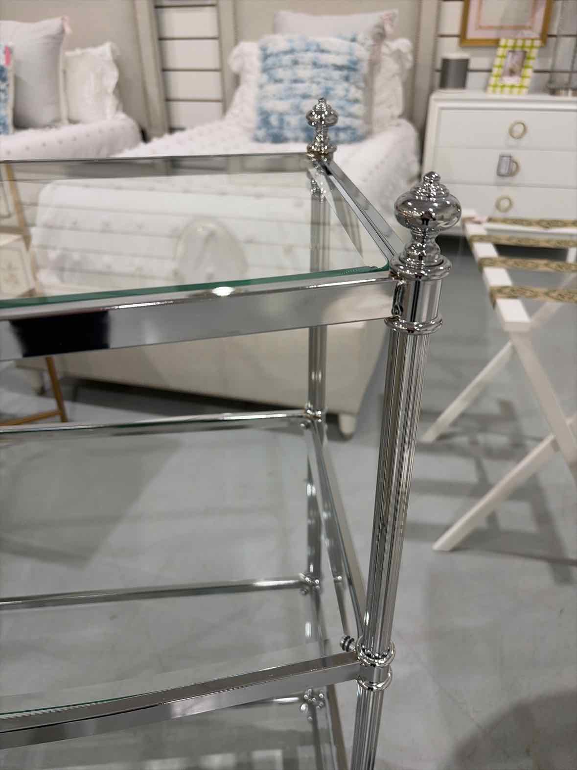Glass & Silver Etagere w/4 Shelves | True Fashionistas.