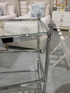 Glass & Silver Etagere w/4 Shelves | True Fashionistas.