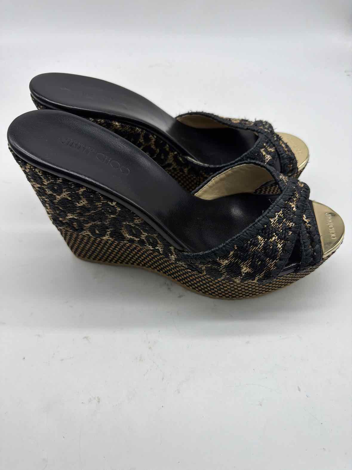 Pre-Owned Jimmy Choo Black Size 38.5 Wedge Heels | True Fashionistas.