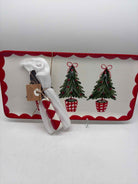 Red and White Ceramic Christmas Tray with Spreader | True Fashionistas.