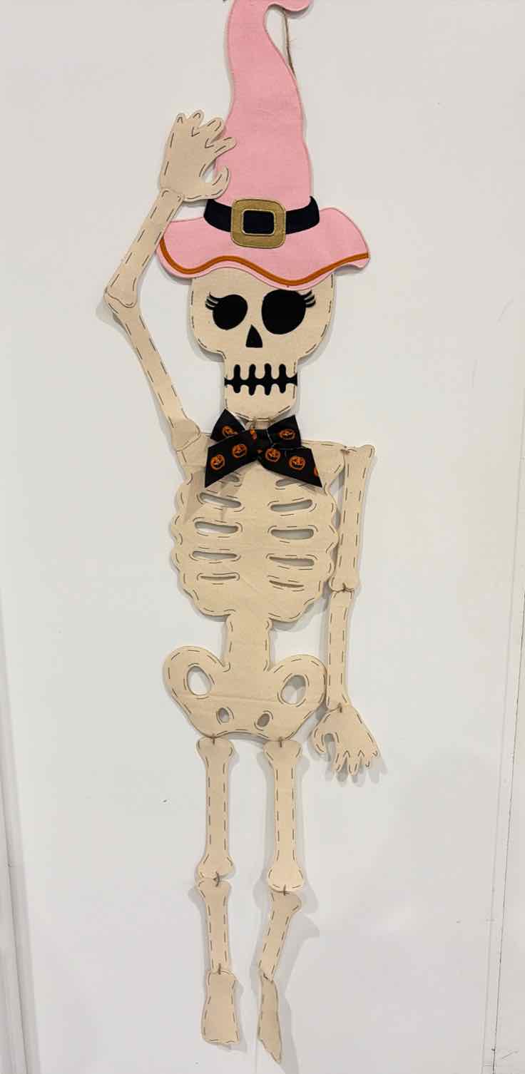 Pink Halloween Girl Skeleton Fabric Door Hanger | True Fashionistas.