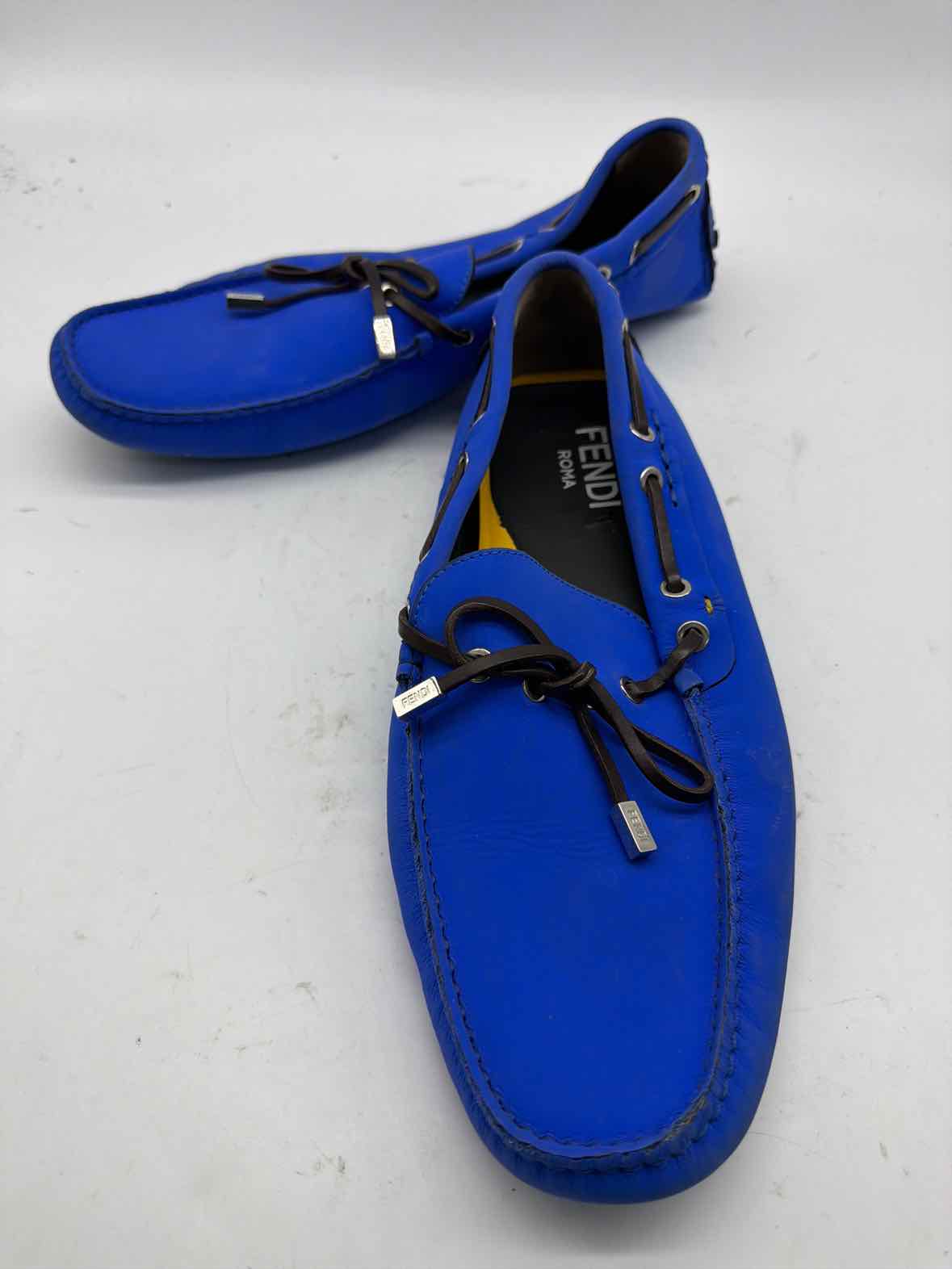 Pre-Owned Fendi Blue 9 Slip On Men's Dress Shoes | True Fashionistas.