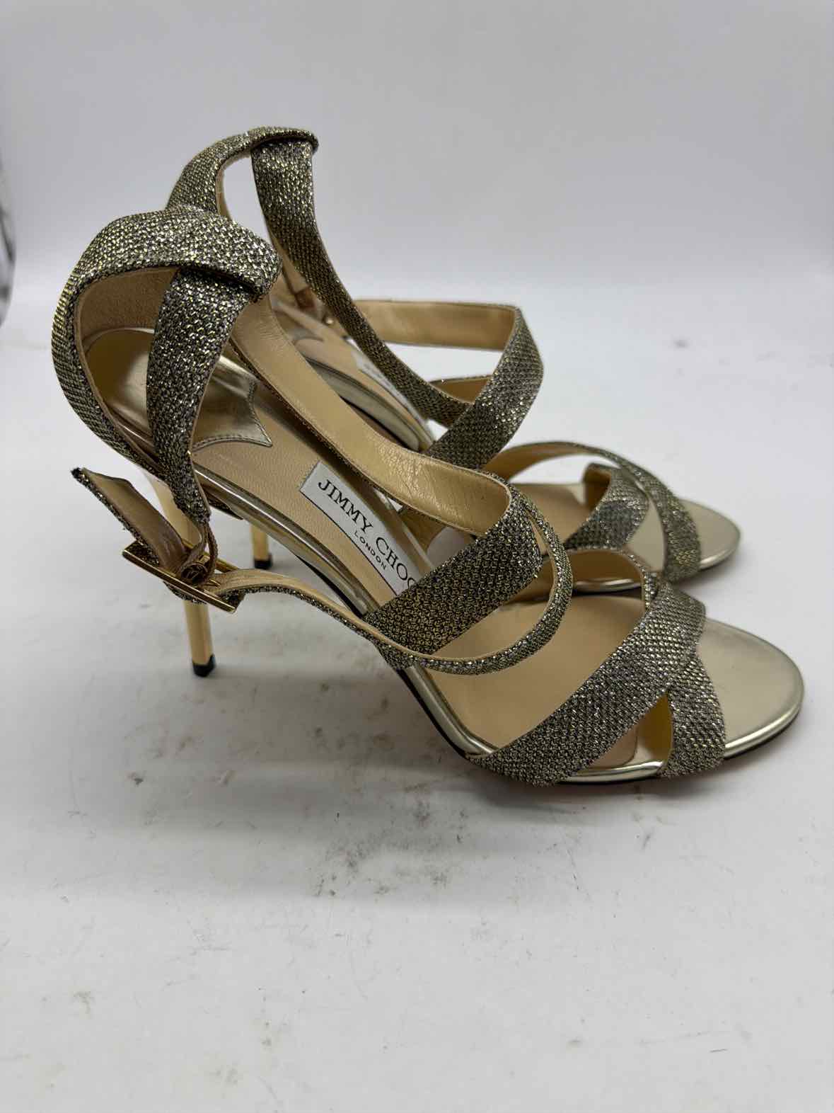 Pre-Owned Jimmy Choo Gold Size 11 Strappy Heels | True Fashionistas.