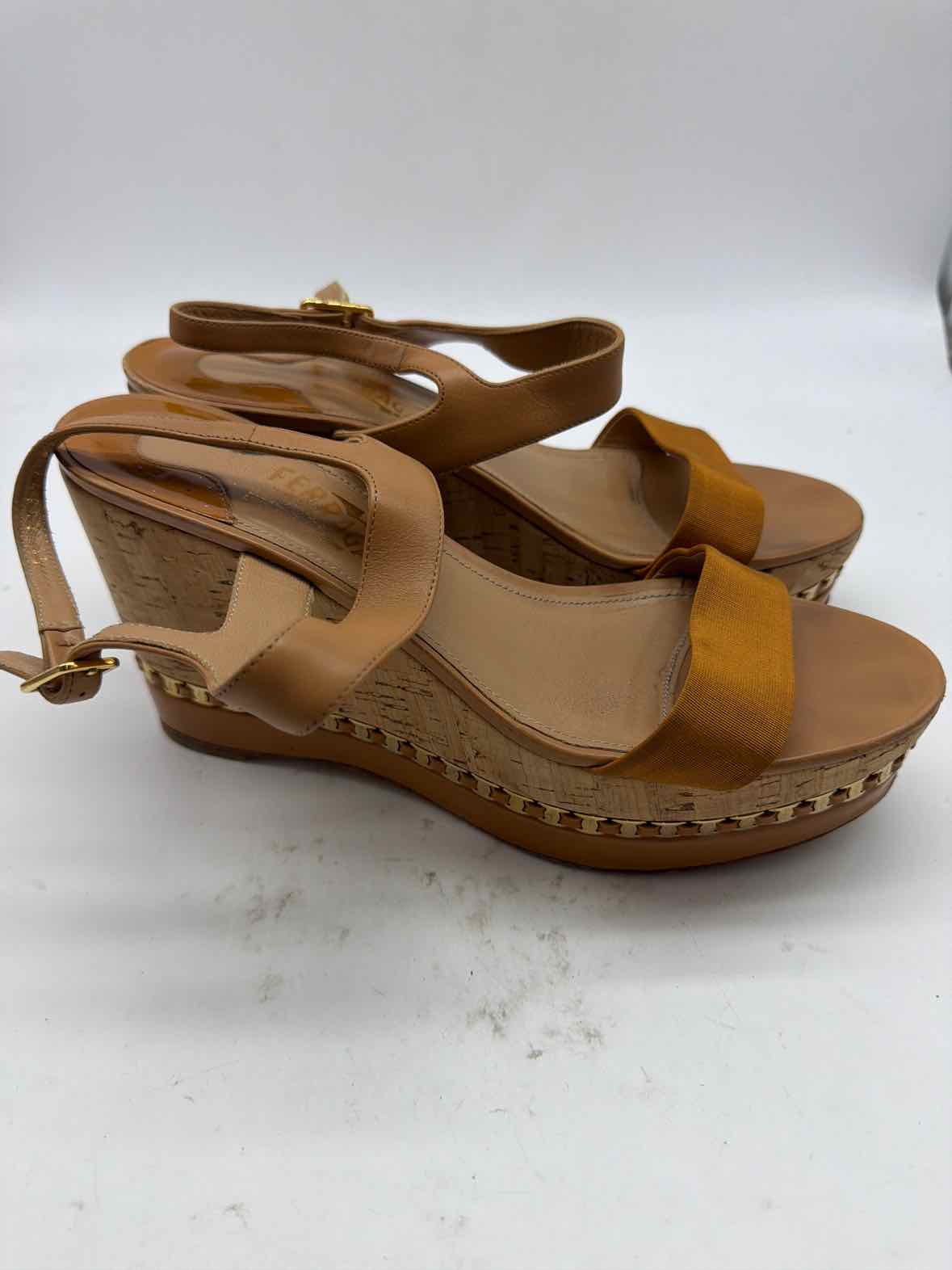 Pre-Owned Salvatore Ferragamo Tan Size 9.5 Platform Heels | True Fashionistas.