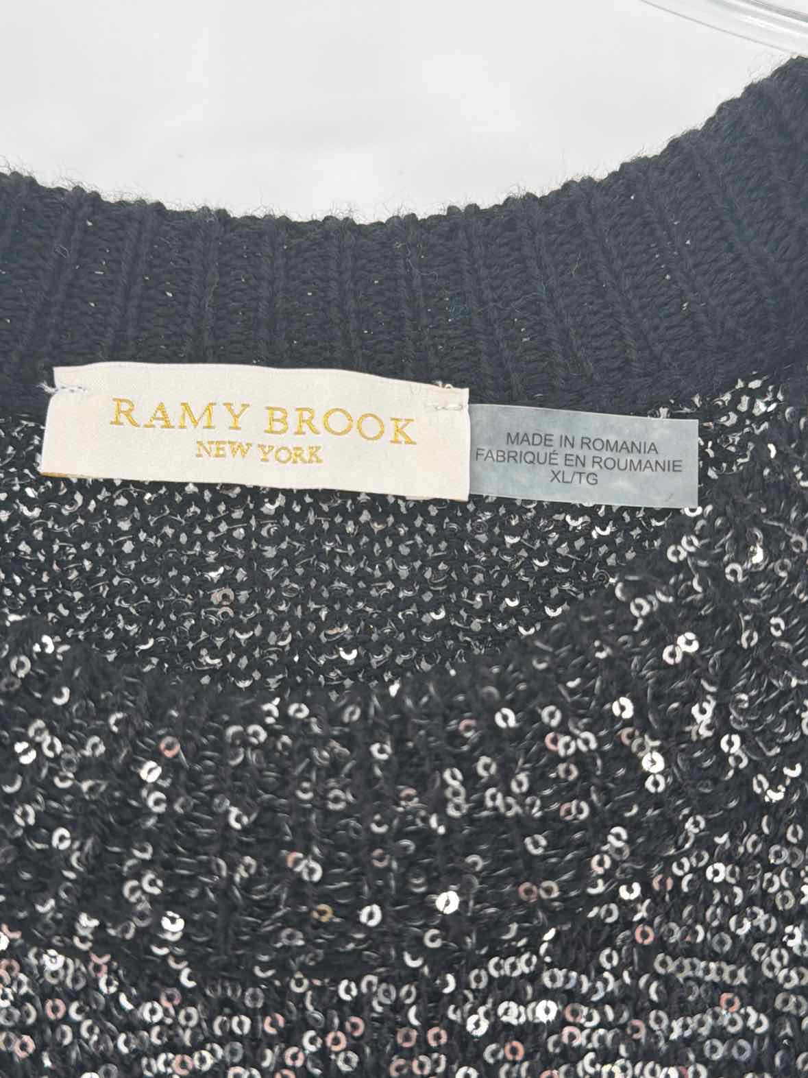 Pre-Owned Ramy Brook Black Size XL Knit Sequin Tank Top | True Fashionistas.