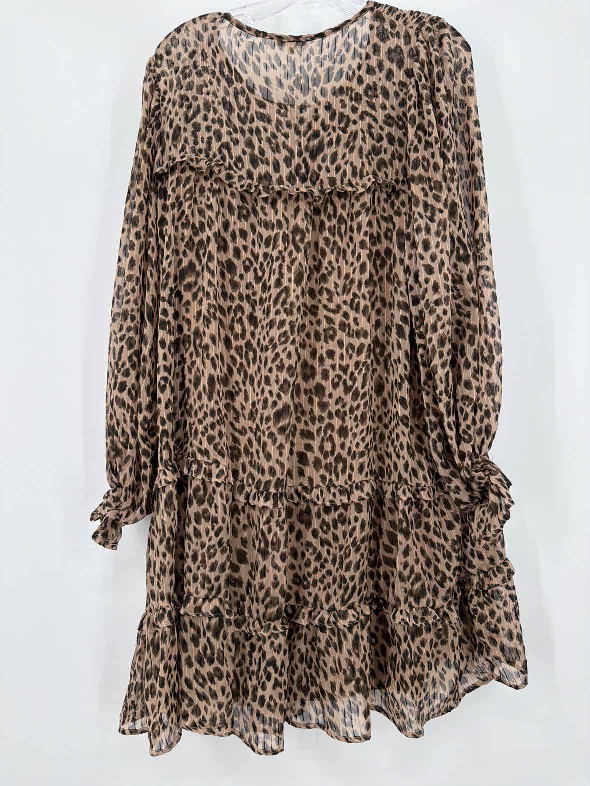 Pre-Owned Jodifl Brown Size Large Leopard Short Long Sleeve Dress | True Fashionistas.