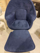 Blue Velvet Living Room Chair With Ottoman | True Fashionistas.