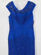 Pre-Owned Tadashi Shoji Blue Size 8 Lace Evening Long Evening Gown | True Fashionistas.