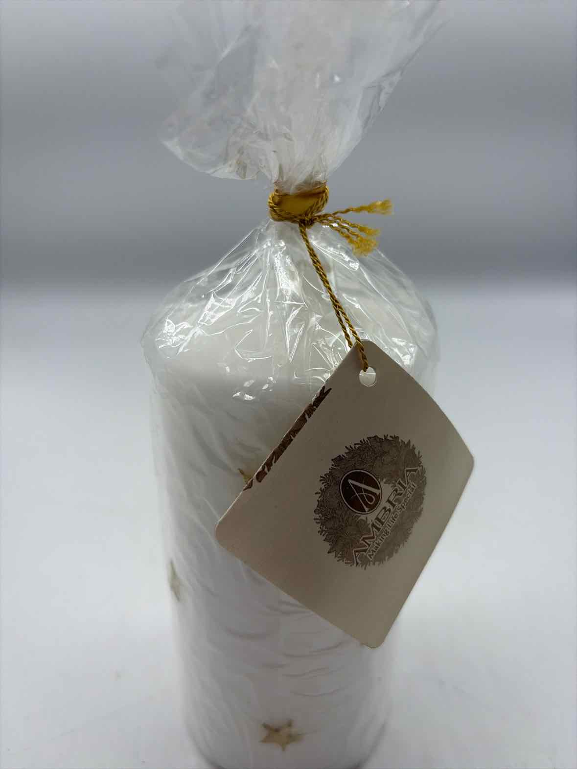 White Wax Candle W/Gold Stars | True Fashionistas.