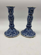 Set Of 2 Maitlind Smith Blue & White Candle Sticks | True Fashionistas.