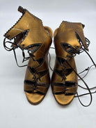 Pre-Owned Manolo Blahnik Gold Size 35.5 Caged Heels | True Fashionistas.