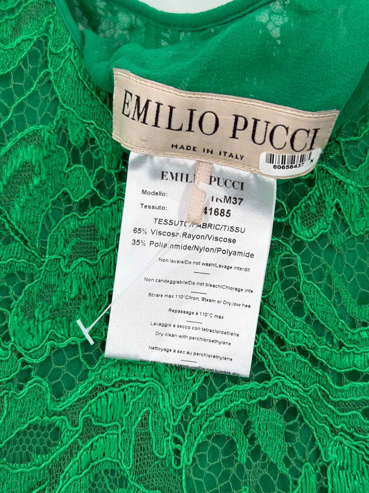 Pre-Owned Emilio Pucci Green Size 6 Lace Tank Top | True Fashionistas.