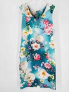 Pre-Owned Maggy London Blue Size 14 Floral Short Sleeveless Dress | True Fashionistas.