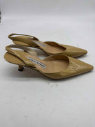 Pre-Owned Manolo Blahnik Tan Size 7.5 Slingback Heels | True Fashionistas.