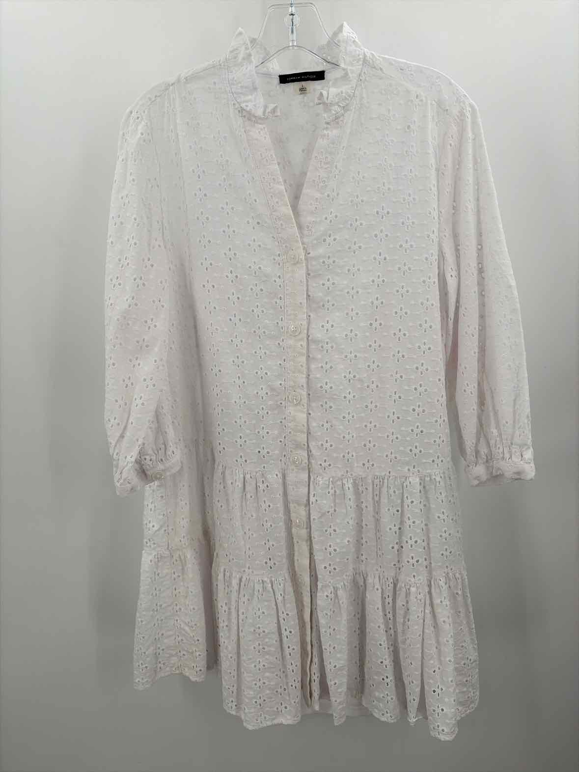chinese dress ladies Tommy Hilfiger White Size 2 Eyelet Button Down Knee Length Long Sleeve –  True Fashionistas