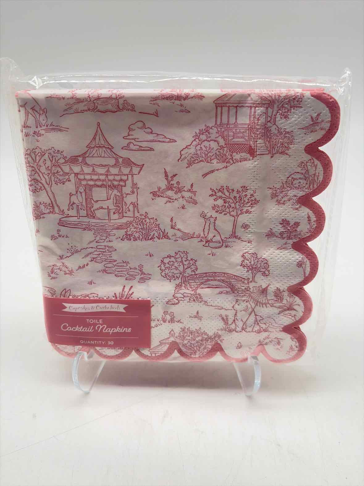 Pink Toile Paper Cocktail Napkins | True Fashionistas.