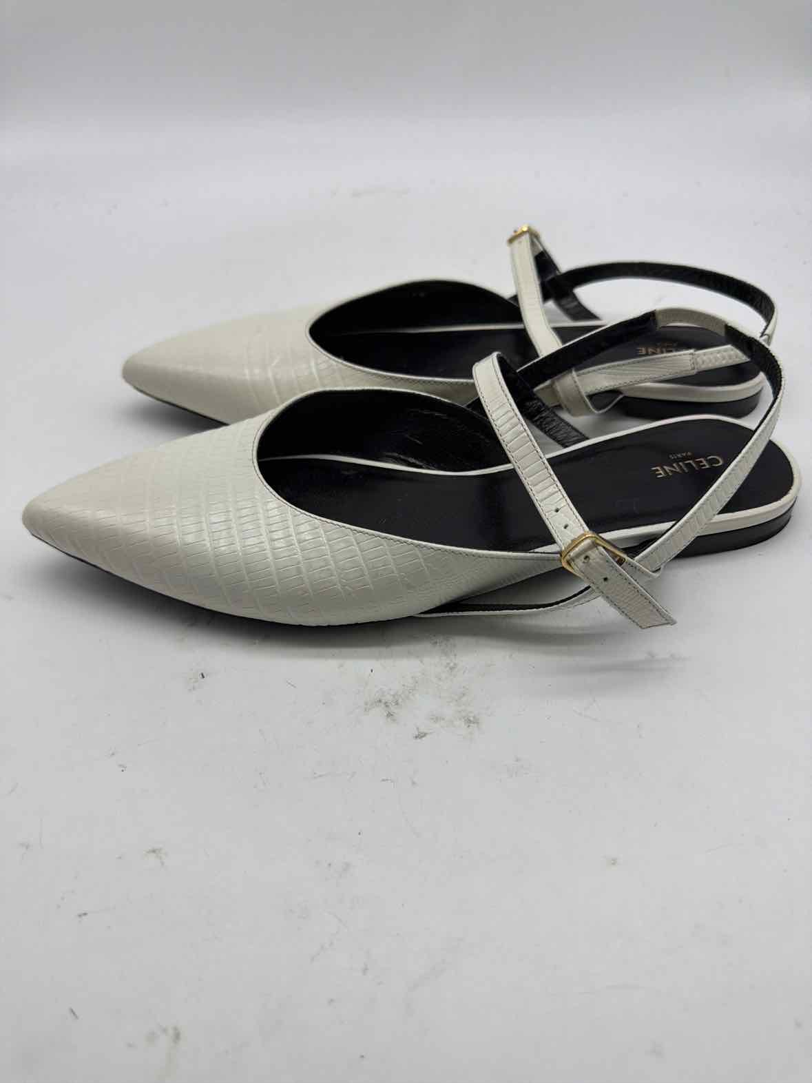 Pre-Owned Celine White Size 9 Slingback Flats | True Fashionistas.