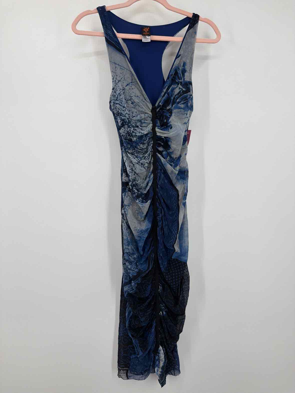 Pre-Owned Jean Paul Gaultier Blue Size Medium Mesh Short Sleeveless Dress | True Fashionistas.