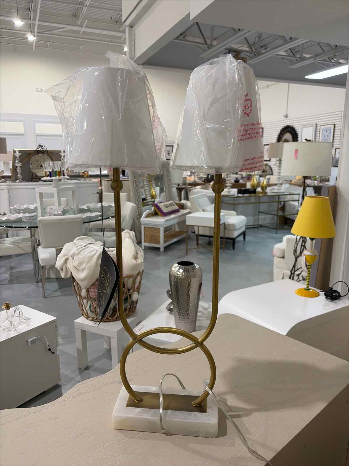 Mayfield Table Lamp Gold and White Marble Base | True Fashionistas.