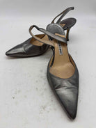 Pre-Owned Manolo Blahnik Silver Size 8.5 Slingback Heels | True Fashionistas.