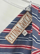 Pre-Owned Cettina Bucca Blue Size 46/12 Stripe Short Sleeveless Dress | True Fashionistas.
