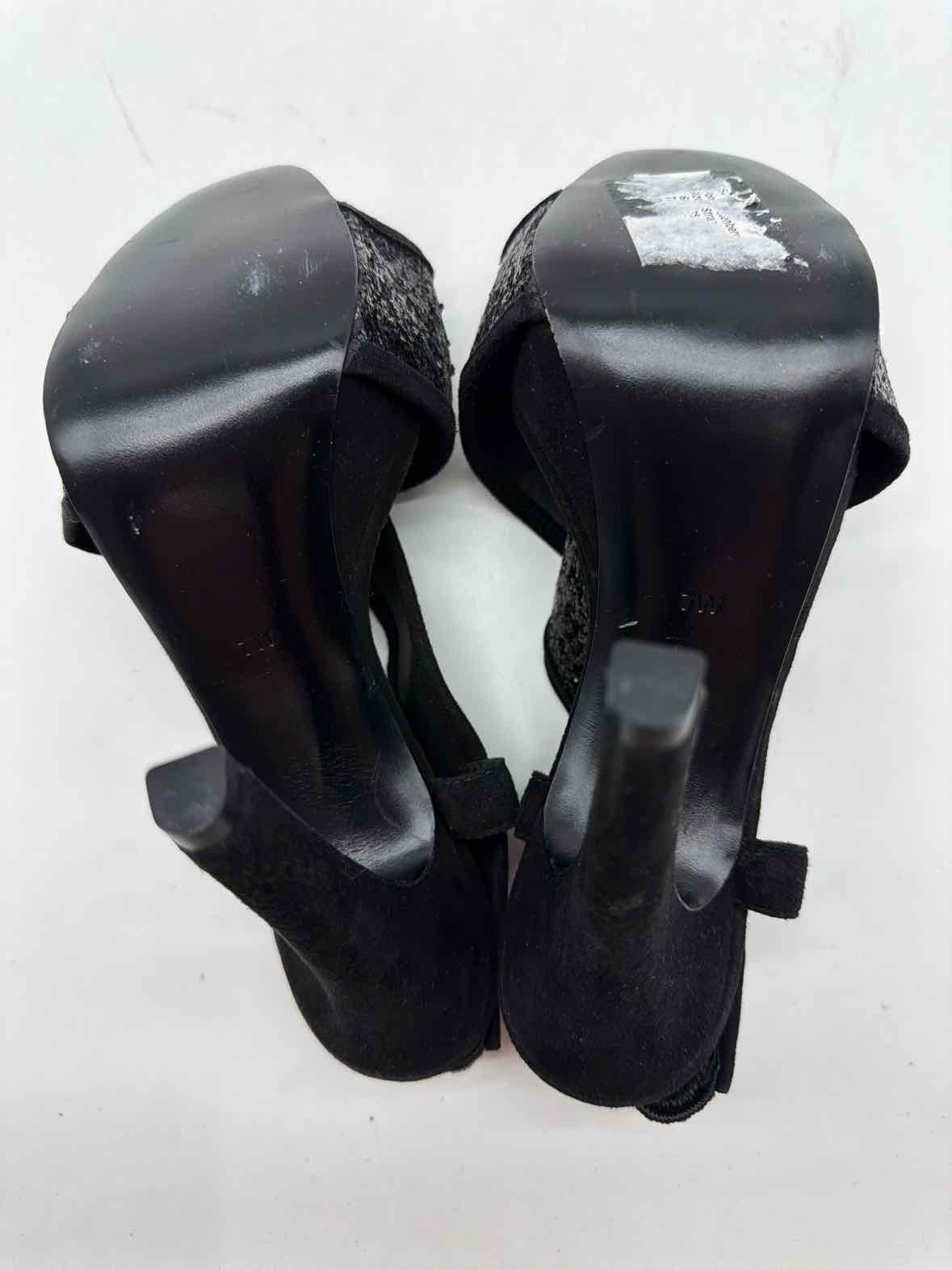 Pre-Owned Diane Von Furstenberg Black Size 7 Glitter Stiletto Heels | True Fashionistas.
