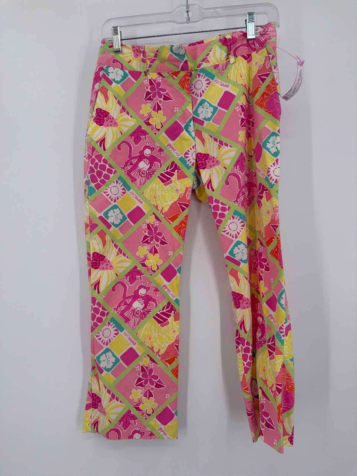 Pre-Owned Lilly Pulitzer Pink Size 2 Vintage Printed Pants | True Fashionistas.