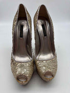 Pre-Owned Louis Vuitton Gold Size 35.5 Sequin Stiletto Heels | True Fashionistas.