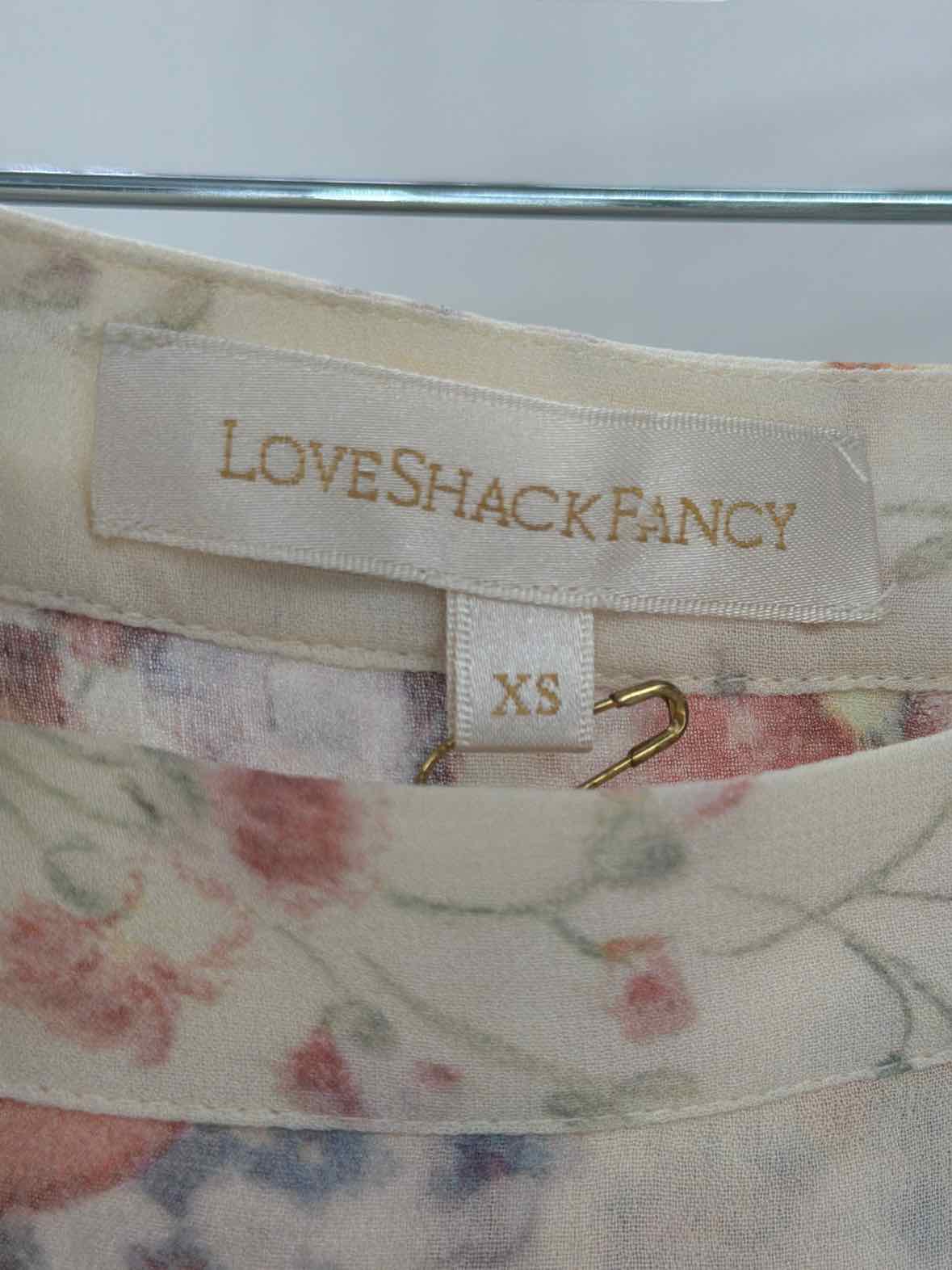 Pre-Owned Love Shack Fancy Ivory Size XS Silk Floral Rowan Skirt Maxi Skirt | True Fashionistas.
