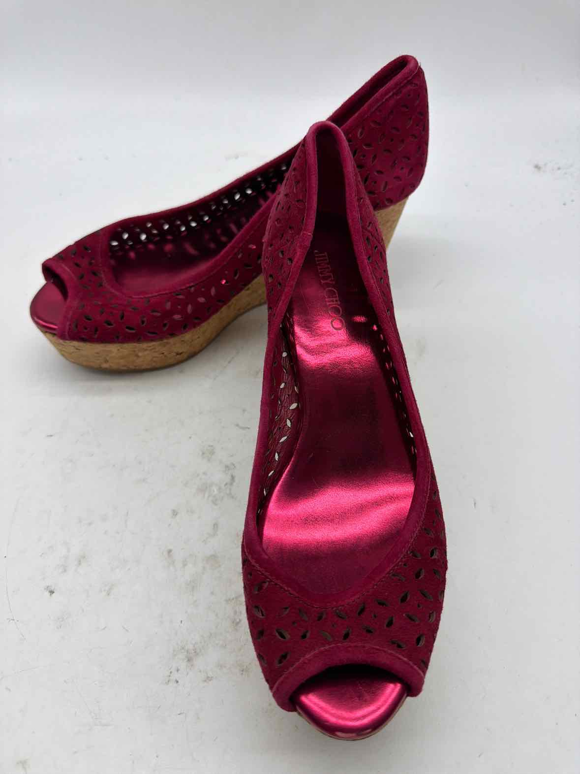 Pre-Owned Jimmy Choo Red Size 7 Wedge Heels | True Fashionistas.