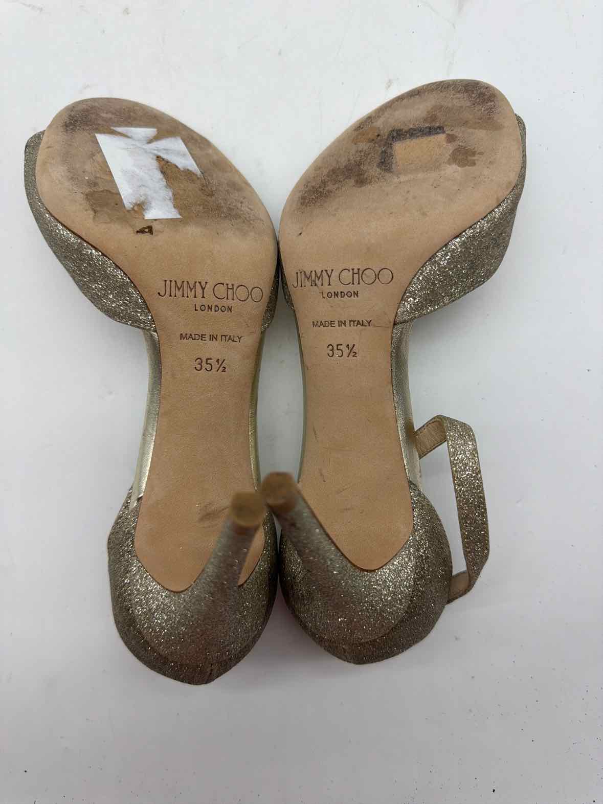 Pre-Owned Jimmy Choo Gold Size 5.5 Strappy Heels | True Fashionistas.