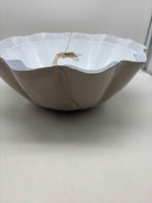 Mud Pie Set of 2 White and Tan Scalloped Bowl | True Fashionistas.