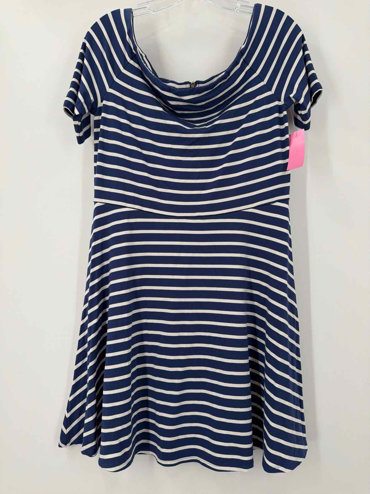 Pre-Owned WHBM Blue Size Medium Stripe Short Short Sleeve Dress | True Fashionistas.