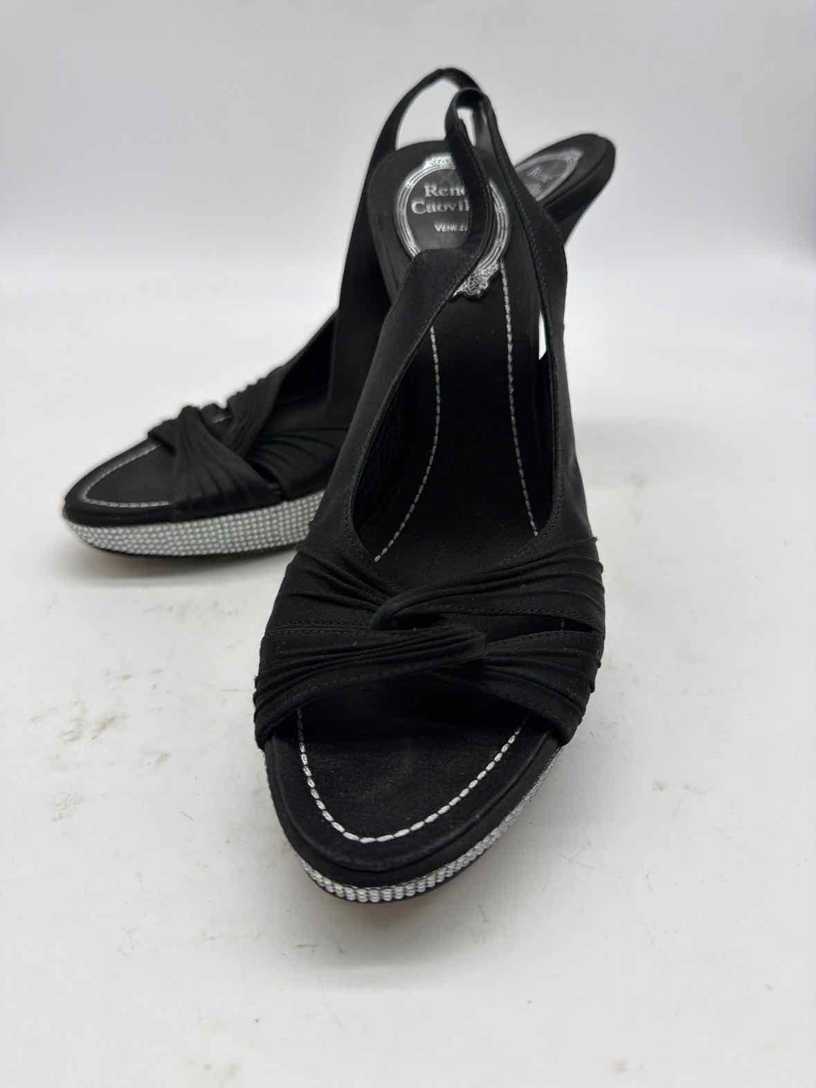 Pre-Owned Rene Caovilla Black Size 9 Slingback Heels | True Fashionistas.
