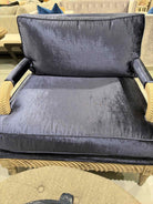 Navy Velvet Living Room Chair W/Wood Frame | True Fashionistas.