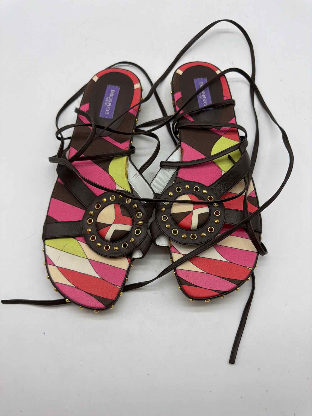 Pre-Owned Emilio Pucci Brown Size 39 Strappy Sandals | True Fashionistas.