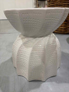 Made Goods White Textured Ceramic Stool | True Fashionistas.