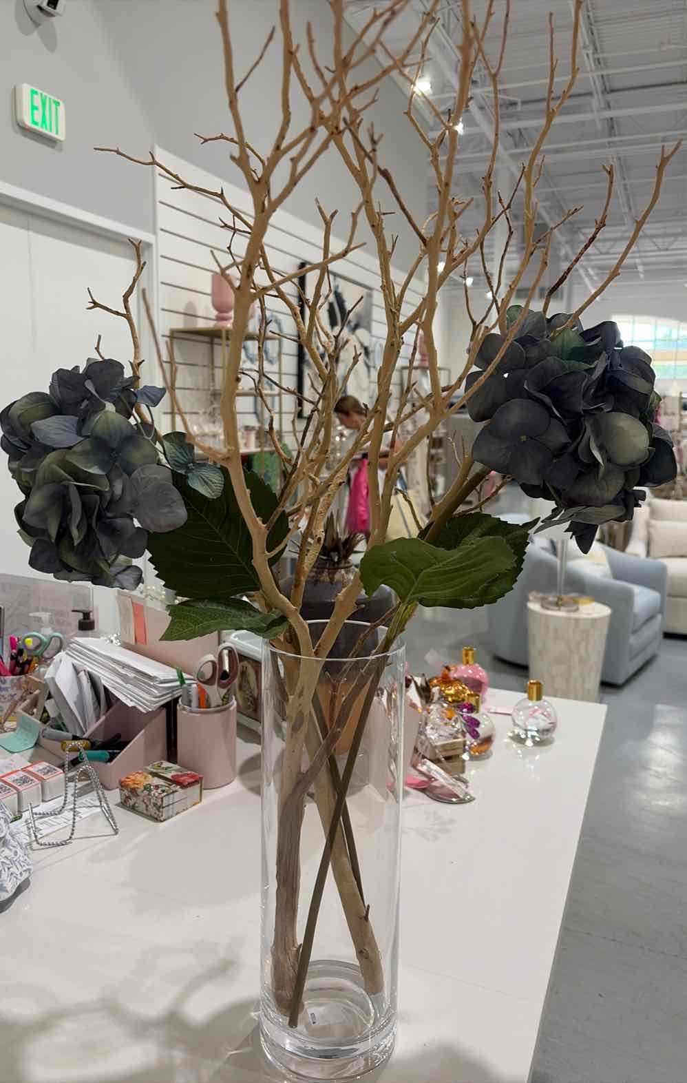 Pottery Barn Vase With Blue Hydrangeas | True Fashionistas.