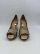 Pre-Owned Giuseppe Zanotti Gold Size 38.5 Peep Toe Heels | True Fashionistas.