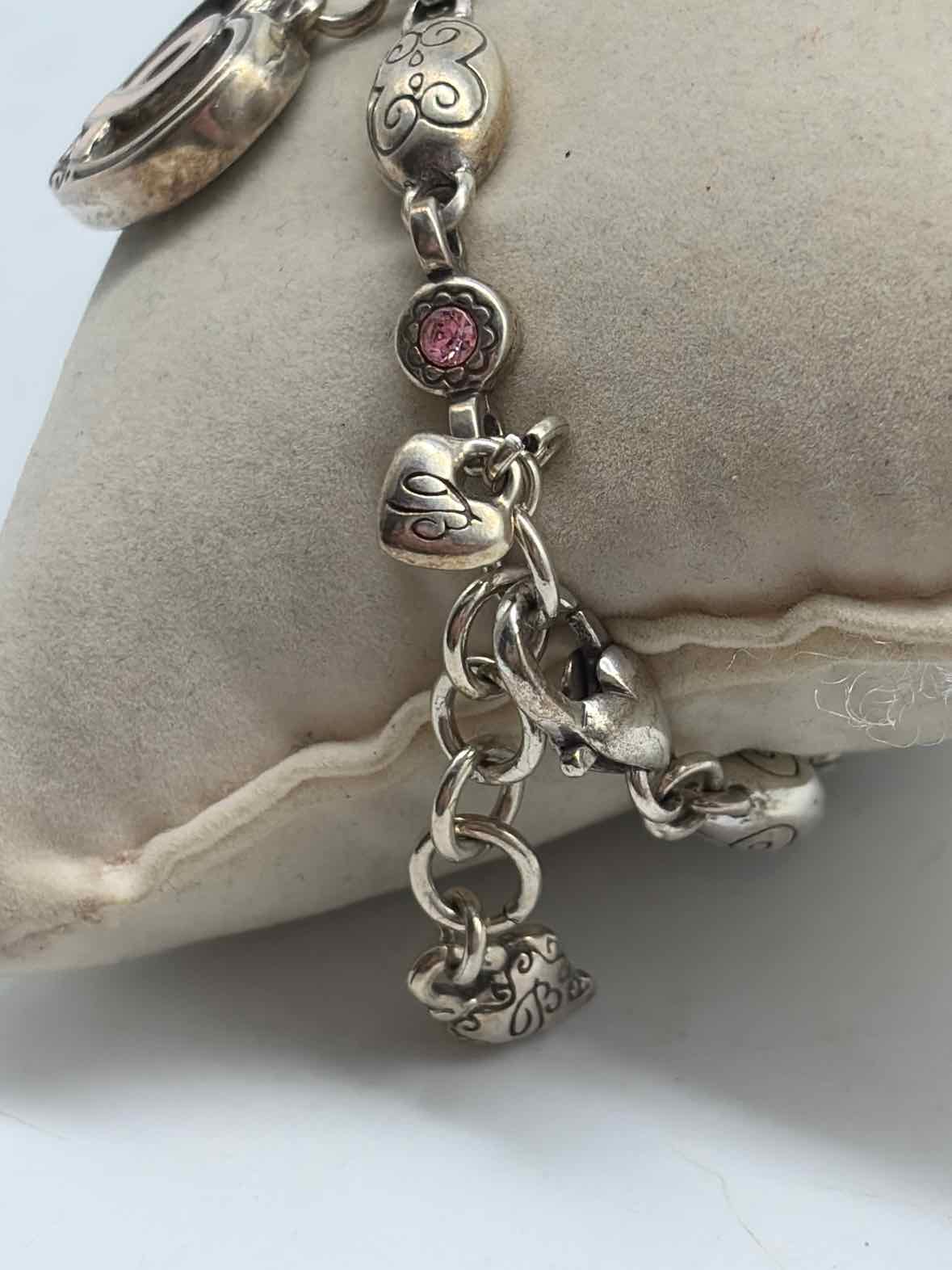 Brighton Silver and Pink Pink Ribbon Charm Bracelet | True Fashionistas.